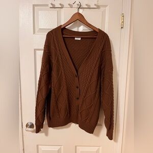 Sunday Best Chocolate Cable Knit Cardigan